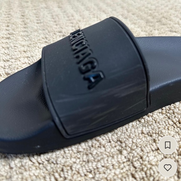 Balenciaga Black Logo Pool Slides - Women’s US 6 - Picture 3 of 5